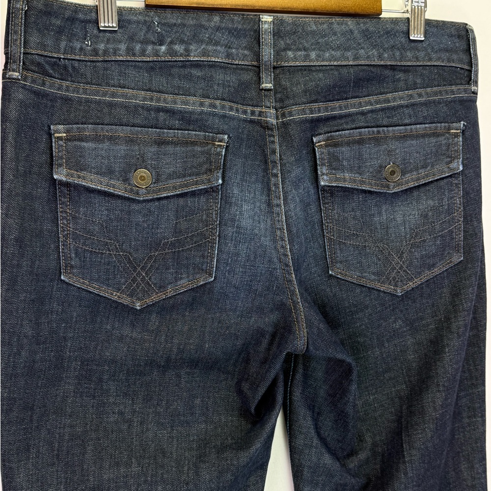 Gap Women's Curvy Flare Long Dark Blue Denim Stretch Jeans Size 12L - Picture 4 of 7